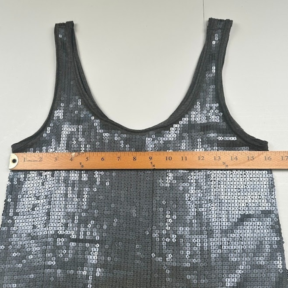 Vince Dress Womens Small Gray Sequin Sleeveless Mini Party NYE Holiday Stretch - Picture 10 of 12